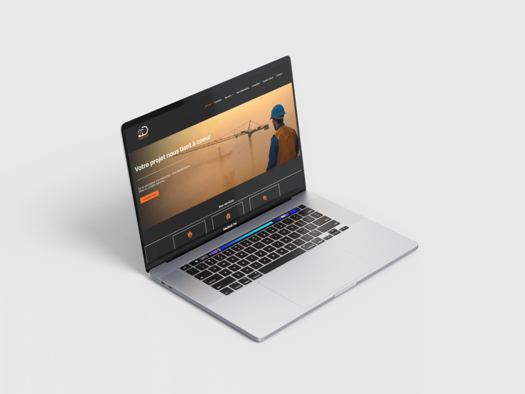 Mockup de laptop affichant une page du site MIDLUX