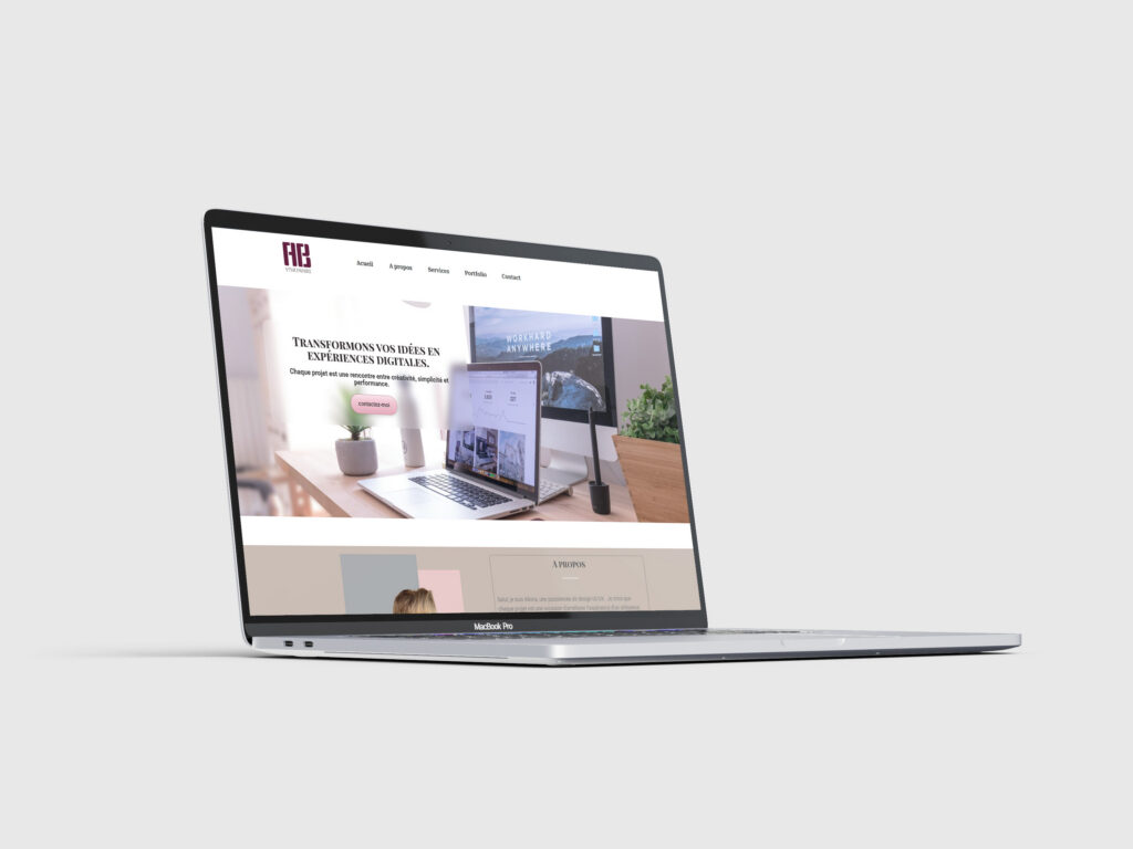 Mockup de laptop affichant une page du site Abvisionaire