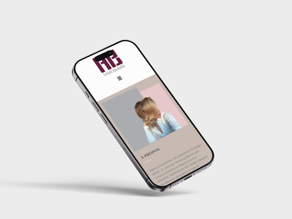 Mockup de smartphone présentant l’interface du projet Abvisionaire