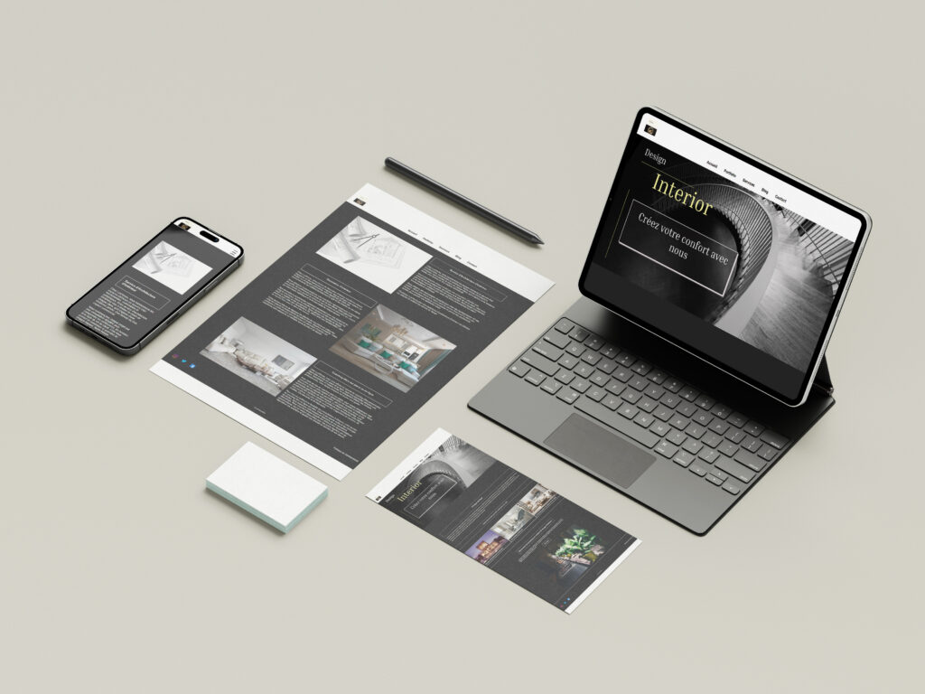 Mockup de laptop affichant une page du site LuxDesign